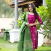 Athira Kanchi Cotton Embroidered Kurti Pant Set with Zari Border Dupatta (3-Piece Festive Salwar Suit for Women) - Image 2