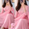 Baby Pink Pure Cotton 60/60 Embroidered Anarkali Kurti Pant Set with Mulmul Dupatta - Image 3