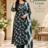 Bamboo Cotton Printed Kurti Pant Set with Tie-Dye Dupatta - Image 2
