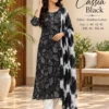 Bamboo Cotton Printed Kurti Pant Set with Tie-Dye Dupatta - Image 3