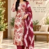 Bamboo Cotton Printed Kurti Pant Set with Tie-Dye Dupatta - Image 6