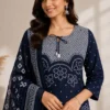 Bandhani Discharge Print Pure Cotton Kurti Pant Set with Dupatta – 3-Piece Suit with Side Pocket & Cowrie Dori Detailing | Daily & Festive Wear - Image 5