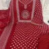 Bandhani Print Mirror Work Anarkali Kurta Pant Set - Image 5