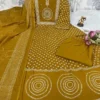 Bandhani Print Mirror Work Anarkali Kurta Pant Set - Image 6