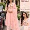 Bhavika Mul Chanderi Anarkali Suit Set (3-Piece) | Hand-Embroidered Kurta, Pant & Lace Dupatta Set