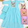 Bhavika Mul Chanderi Anarkali Suit Set (3-Piece) | Hand-Embroidered Kurta, Pant & Lace Dupatta Set - Image 5