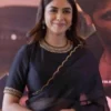 Black Organza Saree with Gold Scalloped Border & Raw Silk Blouse | Handcrafted Zardozi Work Party Wear Saree Set Wholesale