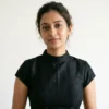 Black Raw Silk High Neck Saree Blouse – Mandarin Collar Cap Sleeve Choli with Back Potli Buttons