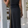Black Silk Co-ord Set | Sleeveless Kurti with Gold Zardozi Scalloped Border & Palazzo Pants | Side Slit Kurta Set | Party & Festive Wear | Custom Stitched - Image 4