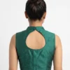 Bottle Green Raw Silk Keyhole Back High Neck Saree Blouse - Image 2