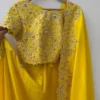 Bright Yellow Scallop Border Saree with Heavy Maggam Work Blouse | Pure Silk Haldi Saree for Bride & Bridesmaid - Image 8