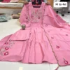 Chanderi Silk Hand Embroidered Anarkali Suit Set - Image 12