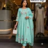 Chanderi Silk Hand Embroidered Anarkali Suit Set - Image 2
