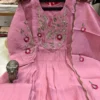 Chanderi Silk Hand Embroidered Anarkali Suit Set - Image 3