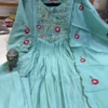 Chanderi Silk Hand Embroidered Anarkali Suit Set - Image 4