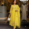 Chanderi Silk Hand Embroidered Anarkali Suit Set - Image 5