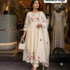 Chanderi Silk Hand Embroidered Anarkali Suit Set - Image 6