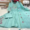 Chanderi Silk Hand Embroidered Anarkali Suit Set - Image 7