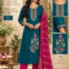 Chandrika Embroidered Roman Silk Kurti Pant Set with Chanderi Dupatta (3-Piece Suit) - Image 6