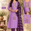 Chandrika Embroidered Roman Silk Kurti Pant Set with Chanderi Dupatta (3-Piece Suit) - Image 9