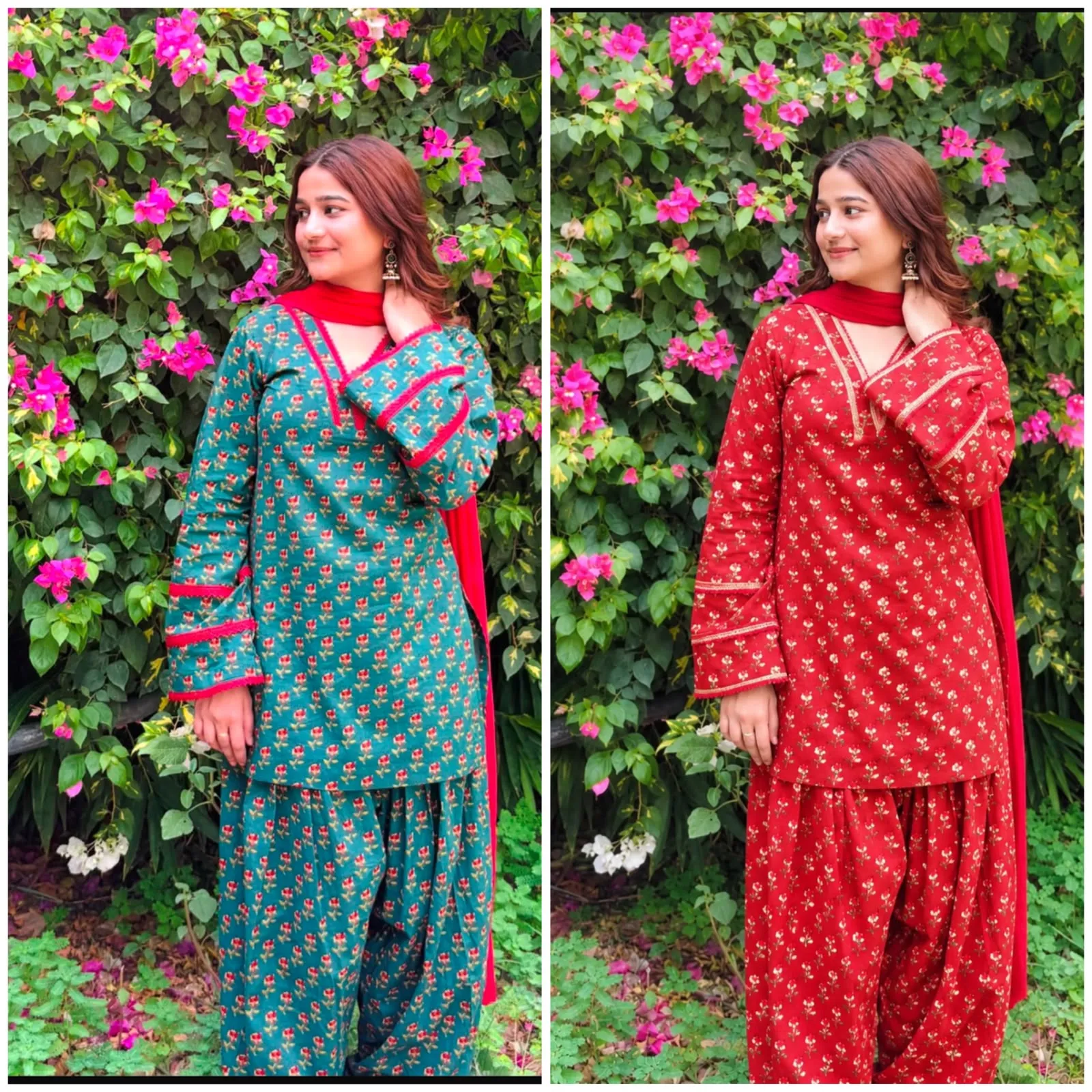 Cotton Block Print Kurti with Farshi Salwar & Dupatta Set