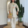 Cotton Flex Embroidered Kurti Pant Co-Ord Set with Mirror Work & Pockets - Image 4