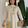 Cotton Flex Embroidered Kurti Pant Co-Ord Set with Mirror Work & Pockets - Image 5