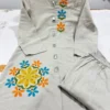 Cotton Flex Embroidered Kurti Pant Co-Ord Set with Mirror Work & Pockets - Image 7