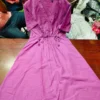 Cotton Slub V-Neck Midi Dress with Drawstring Waist Tie-Up & Side Pocket (Casual Summer Dress / Kurti) - Image 5