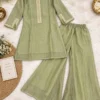 Crush Tissue Silk Shimmer Kurti with Flared Palazzo Co-Ord Set | Handwork Yoke Festive Party Wear Set (S–3XL) - Image 4