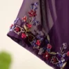 Deep Purple Pleated Georgette Anarkali Gown | Hand Embroidered Mandarin Collar Festive Indo-Western Maxi Dress - Image 2