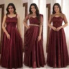 Designer Crush Gown with Sequins Work Koti Jacket & Dupatta Set | Festive Anarkali Maxi Dress - Image 6