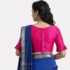 Designer Pleated Bell Sleeve Raw Silk Saree Blouse | Padded V-Neck Readymade Crop Top Choli - Image 4