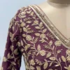 Designer Wine Indo-Western Draped Saree with Embroidered V-Neck Blouse & Belt | Sangeet & Cocktail Wear