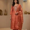 Digital Print Soft Silk Hand Work Kurti with Roman Silk Pant & Dupatta Set