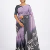 Dual Tone Zari Tissue Saree with Checks & Foliage Motif Print – Lightweight Festive Tissue Silk Saree