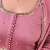 Dusty Rose Pleated Silk Anarkali Suit Set with Embroidered Dupatta | Festive Party Wear Dress - Image 6