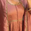 Dusty Rose Pleated Silk Anarkali Suit Set with Embroidered Dupatta | Festive Party Wear Dress - Image 7