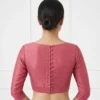 Dusty Rose Raw Silk Readymade Blouse with Sweetheart Neck & Back Button Detailing