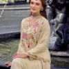Embroidered Cotton Flared A-Line Kurta Pant Set with Mulmul Dupatta – Festive 3-Piece Suit