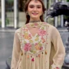 Embroidered Cotton Flared A-Line Kurta Pant Set with Mulmul Dupatta – Festive 3-Piece Suit - Image 11