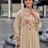 Embroidered Cotton Flared A-Line Kurta Pant Set with Mulmul Dupatta – Festive 3-Piece Suit - Image 2