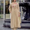 Embroidered Cotton Flared A-Line Kurta Pant Set with Mulmul Dupatta – Festive 3-Piece Suit - Image 4