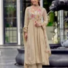 Embroidered Cotton Flared A-Line Kurta Pant Set with Mulmul Dupatta – Festive 3-Piece Suit - Image 8