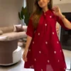 Embroidered Cotton Flared Kurti & Palazzo Co-Ord Set (M–3XL) - Image 4