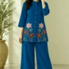 Embroidered Cotton Flex Co-ord Set with Palazzo Pants | Women's Tunic Top with Pockets 2-Piece Suit - Image 10