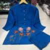Embroidered Cotton Flex Co-ord Set with Palazzo Pants | Women's Tunic Top with Pockets 2-Piece Suit - Image 12