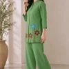 Embroidered Cotton Flex Co-ord Set with Palazzo Pants | Women's Tunic Top with Pockets 2-Piece Suit - Image 2