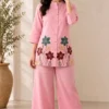 Embroidered Cotton Flex Co-ord Set with Palazzo Pants | Women's Tunic Top with Pockets 2-Piece Suit - Image 6