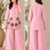 Embroidered Cotton Flex Co-ord Set with Palazzo Pants | Women's Tunic Top with Pockets 2-Piece Suit - Image 8